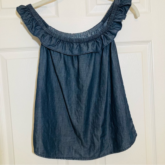 Denim & Supply Ralph Lauren Women’s Cotton Ruffled Sleeveless Tank Top Blue Med - Picture 5 of 8